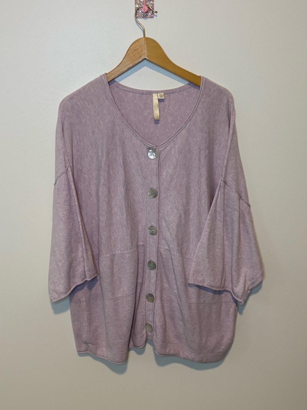 J Jill Light Mauve Button Front Cardigan